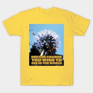 Bumble Bee on a Purple Flower Change the World T-Shirt